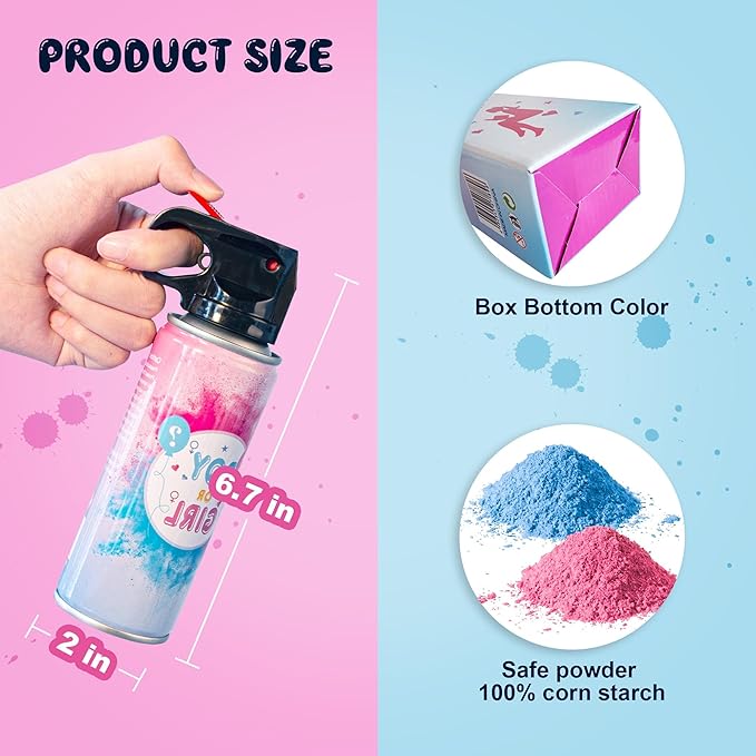 POPUPARTY Gender Reveal Fire Extinguisher Color Blasters, 1 Pink Blaster, 1 Blue Blaster for Baby Boy or Girl Gender Reveal Party