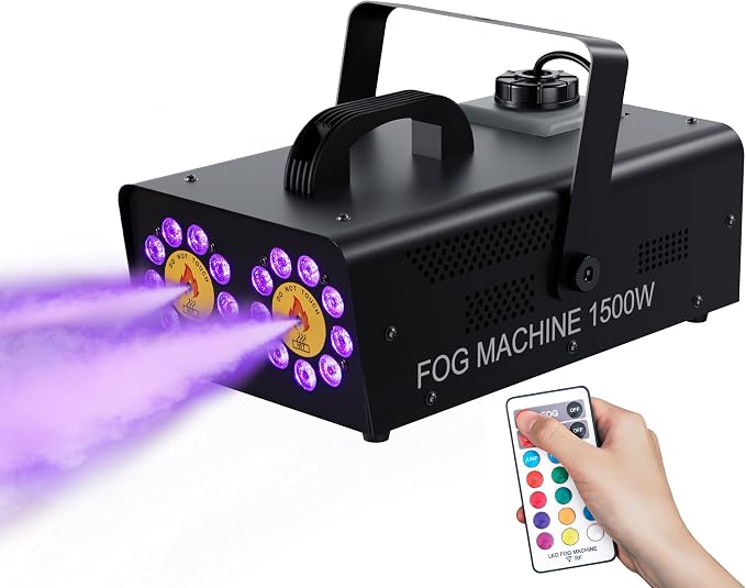 IMONE 1500W Dual Head Fog Machine | High Output Continuous Smoke Machine with 18 RGB LED Lights & Wireless Remote | Perfect for Parties, DJ, Halloween, Stage, Indoor/Outdoor Events