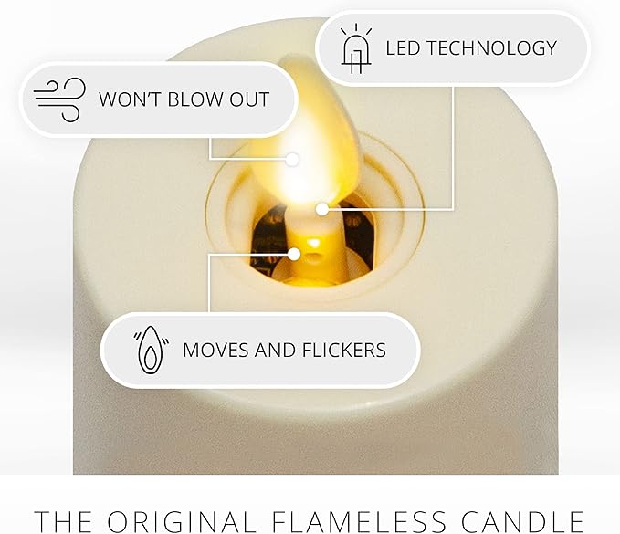 Luminara Flameless LED Tea Light Candle, 1.4" x 2", Pack of 2, Plastic Pearl Ivory, Real Flame, Battery Operated w/Remote Timer Function