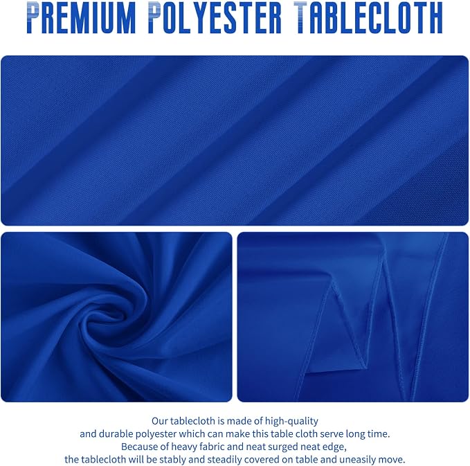 fani 8 Pack 108 Inch Round Tablecloth, Royal Blue Polyester Fabric Table Cloth for Round Table, Stain and Wrinkle Washable Table Cover for Wedding Party Dining Table Banquet Restaurant and Camping
