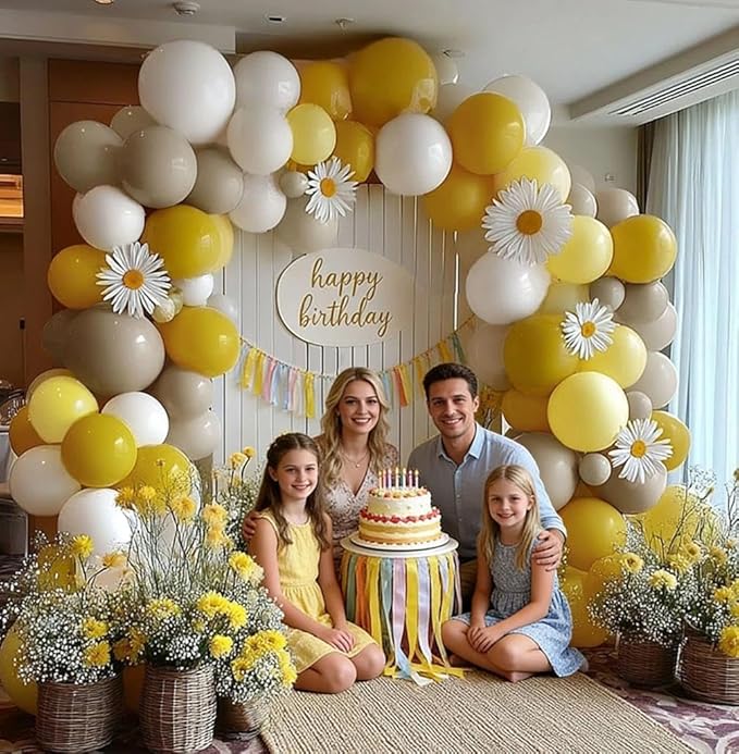 Mustard Yellow Balloon Garland Kit - Double Stuffed Sand White Yellow Pastel Balloon Arch for Bee Birthday, Baby Shower, Gender Reveal, Boho Party Decoration