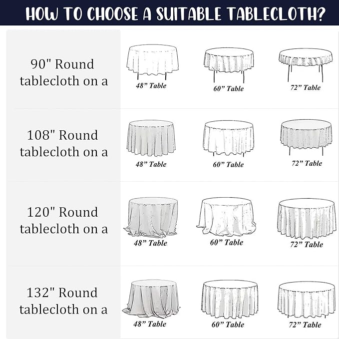 Fivenl 8 Pack Premium Round Tablecloth 120 Inch Round Table Covers Washable Polyester Fabric Round Table Clothes for Wedding Party Reception Banquet Buffet Restaurant (Navy Blue, 120 Inch)