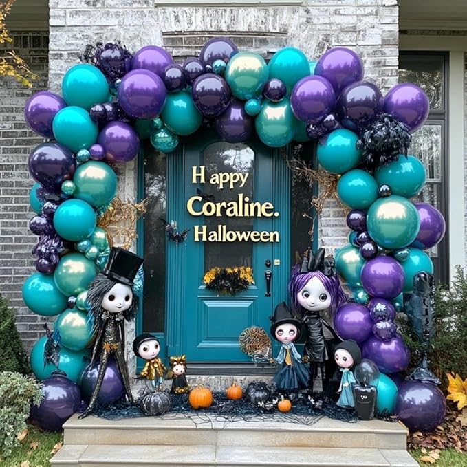 Purple Teal Balloon Garland Double Stuffed Dark Purple Blue Turquoise Green Lavender Lilac Mermaid Balloon Arch Kit for Birthday Wedding Bridal Baby Shower Valentines Graduation Party Decorations