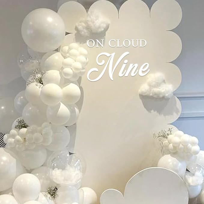 On Cloud Nine Party Decal Sign - Cloud Nine Baby Shower Decor, Decal Sticker for Wall, Mirror or Acrylic, White