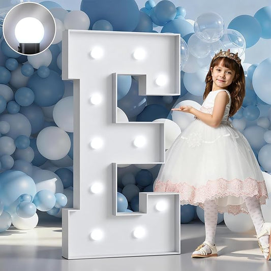 Marquee Letters 4 Feet Tall Large Light Up Letters Baby Shower Decorations Wedding Engagement Proposal White Party Decorations Marry Me Sign Big Cardboard Backdrop E