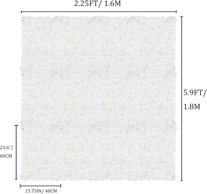 BLOSMON Flower Wall Panel Backdrop Decor 12Pcs 24 x 16 Inch Ivory White Artificial Floral Wall for Wedding Party Baby Bridal Shower - Fake Silk Hydrangea Wall Decoration Backdrop