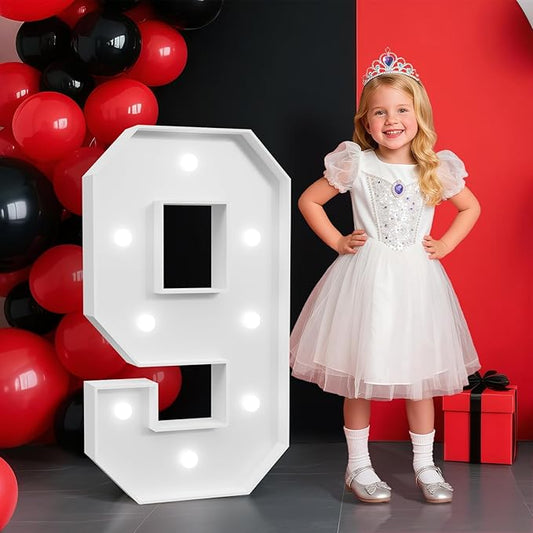 2FT Marquee Numbers 9, Light up Numbers for 9th 90th Birthday Decoration, Anniversary Party Decor, 2026 Graduation Decoration,Pre-Cut Foamboad Kit