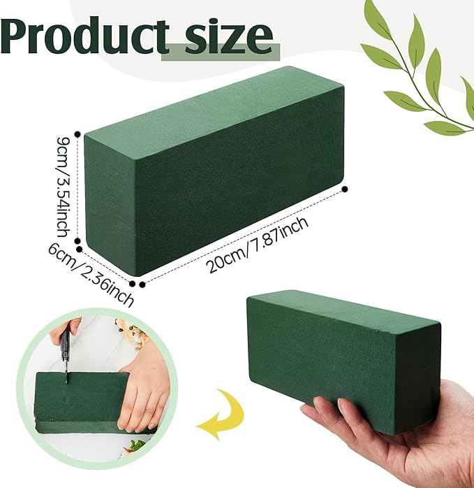Jingmore 6 Pack Dry and Wet Floral Foam Blocks (7.8” L x 3.5” W x 2.4” H) and Chicken Wire for Flower Arrangements, 17.7 x 157 Inch Green Mesh for Wedding Birthday Decoration Garden Crafts