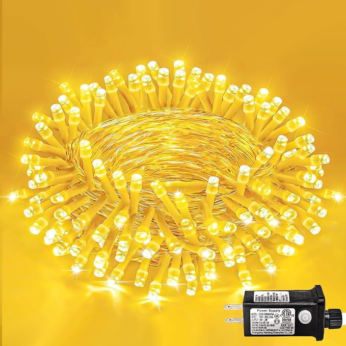 40ft 120 LED Christmas Lights Outdoor, Warm White Christmas String Lights Indoor 8 Modes Clear Wire, Connectable Fairy Twinkle Lights Plug in for Outside Tree Patio Yard Wedding Decorations