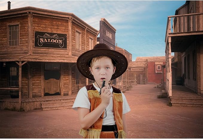 Renaiss Fabric Wild West Cowboy Backdrop 10x8ft Western Town Saloon Photography Background Rural Bar Desert Photo Backdrop Birthday Party Photo Prop