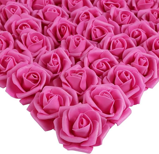 Artificial Roses,200Pcs Artificial Rose Flower Heads for Crafts 1.97in Foam Roses Fake Roses Heads for DIY Wedding Centerpieces Arrangements Home Decorations(Deep Pink)