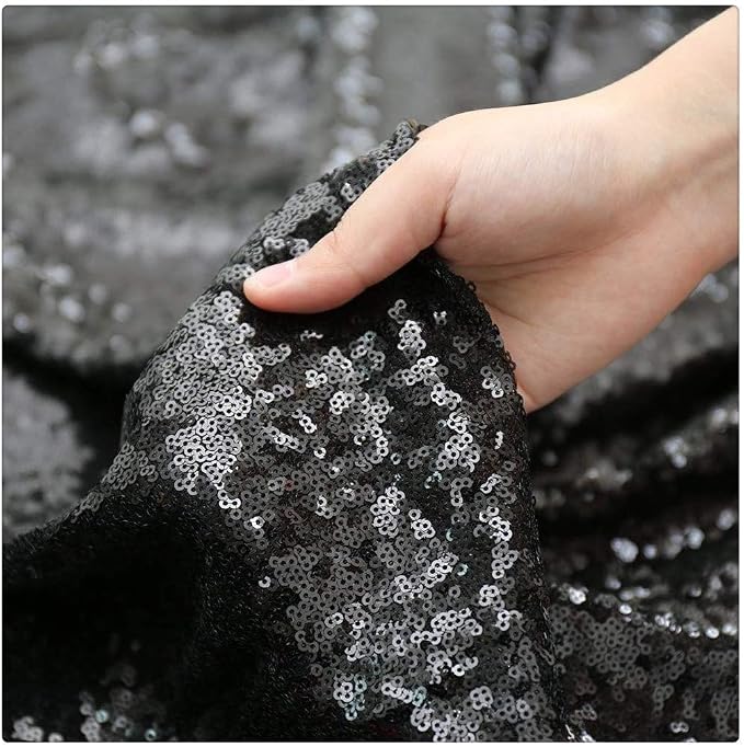 B-COOL Black Sequin Tablecloth Halloween Table Overlays Shimmer Table Cloth 90x90-inch Square Halloween Decoration Popular and Elegant Wedding Tablecloth