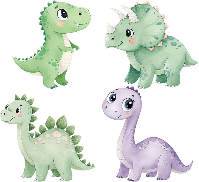 Honoson 4 Pcs 23" x 24" Large Dinosaur Cardboard Cutouts, Baby Shower Dino Birthday Party Decoration Backdrop Standup Yard Signs for Cute Dinosaur Photo Booth Props Party Supplies