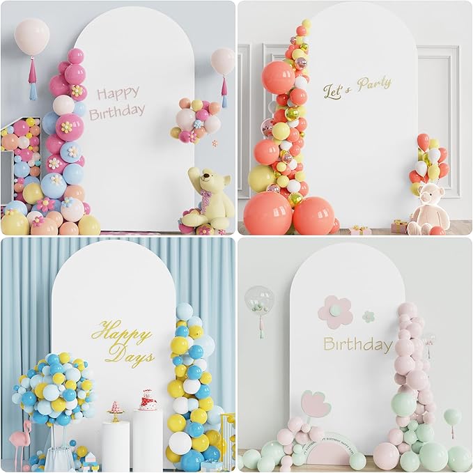 Arch Backdrop Stand and Cover Set, 7.2ft, Metal Arch Stand with White Cover, Arched Background Frame for Wedding, Birthday Party, Baby Shower, Photography Decoration