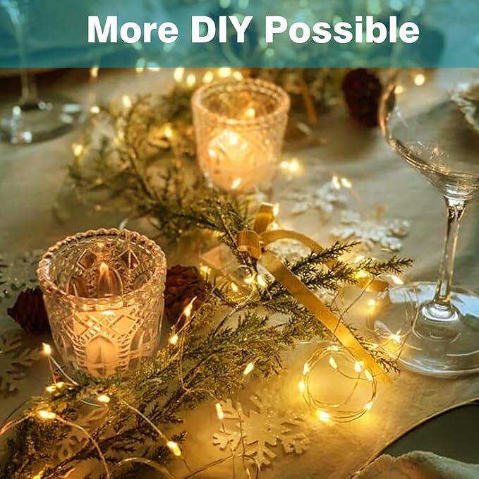 8 Pack Fairy Lights Battery Operated with Remote, Each 39Ft 120LED Battery Powered String Lights with Timer, 8 Modes Waterproof Twinkle Christmas Lights for Bedroom Party Indoor Mason, Warm White