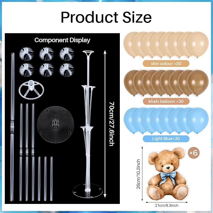 4 Sets Balloon Stand Kit for Table Bear Baby Shower Tables Centerpieces with Balloon Boy Baby Shower Decorations for Bear Theme Gender Reveal Birthday Party Table Decorations Supplies
