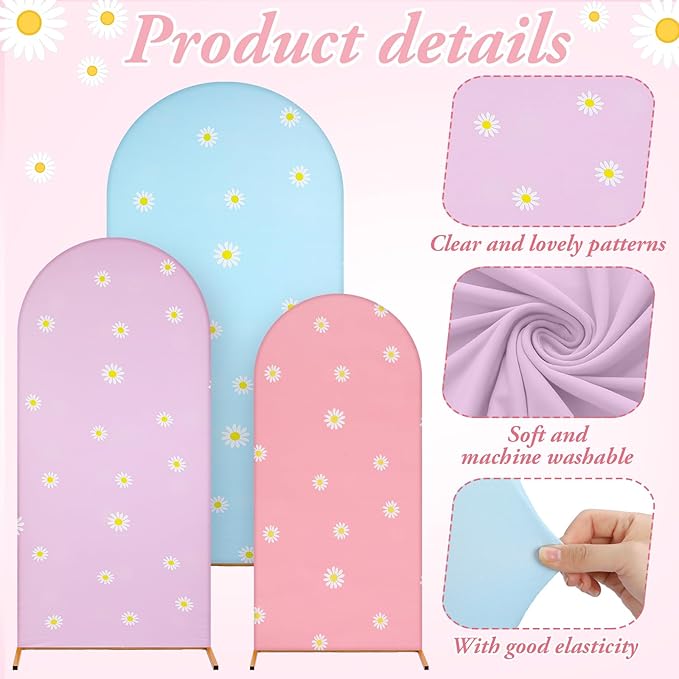 Foilswirl 34 Pieces Pastel Balloon Arch Backdrop Cover Kit 4ft 5ft 6ft Dog Theme Blue Spandex Arch Backdrop Cover with Daisy for Spring Boho Wedding Birthday Party