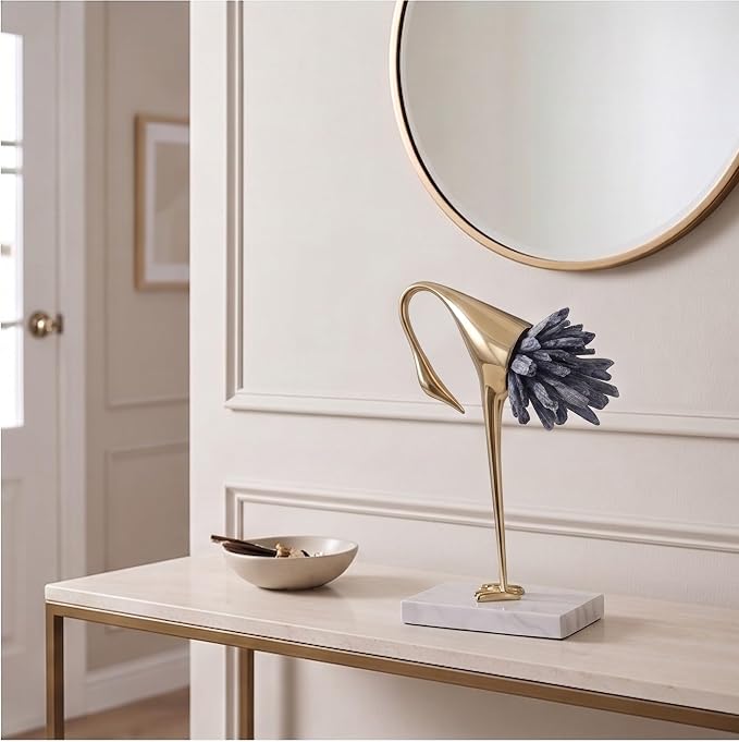 suruim Gold Decor Accents,Brass Birds Statues Gold Home Decor Modern Crystal Decor Ornaments for Living Room, Bedroom, Office Desktop, Cabinets (Blue C)