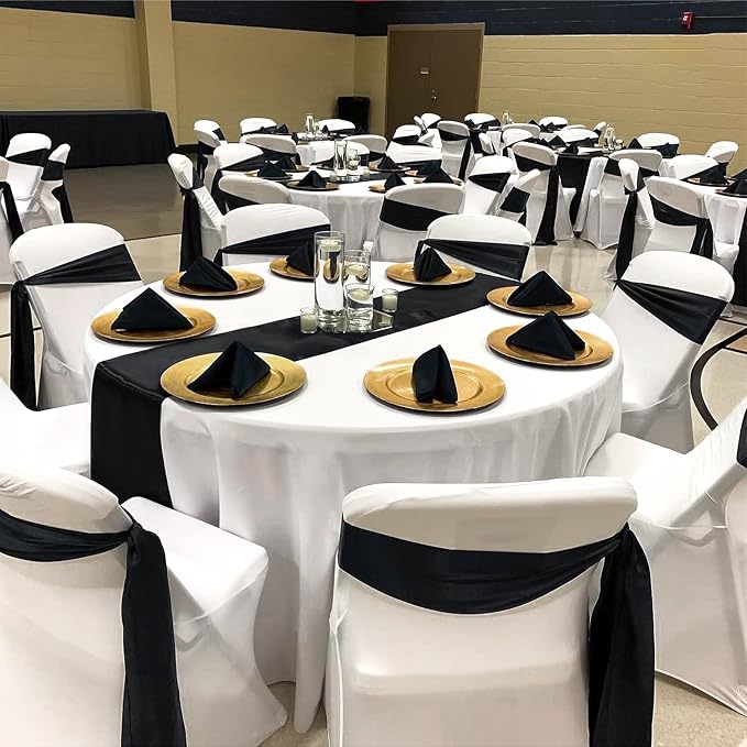 Pesonlook 15 Pack Black Satin Table Runners 12 x 108 Inch Long Table Runners for Rectangle Round Tables,Smooth Satin Table Runner for Wedding,Birthday Party Banquets Graduation Engagements Decoration