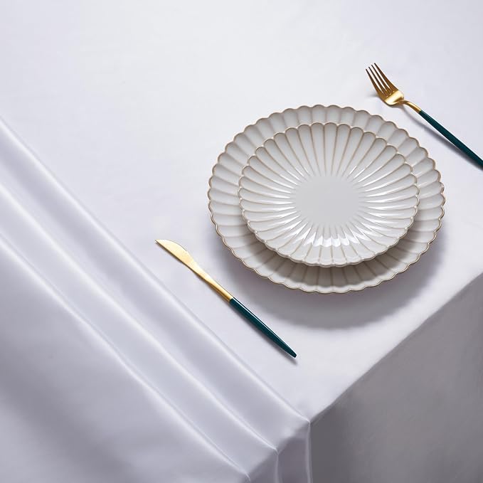 1 Pack Satin Table Cover Rectangle Silkly Soft Table Cloth, Satin Dining Table Cloths for Wedding Banquet Table Decoration, Dining Room, Indoor and Outdoor Use, 60 x 84 Inches, White