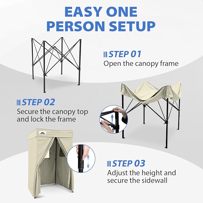 EAGLE PEAK 4x4 Pop Up Changing Tent, Flat Top Changing Room, Cream | Portable, Privacy Tent, Pool Cabana, Dressing Room, Shower & Toilet Use, Opaque Fabric, Instant Setup, Photoshoots, Camping