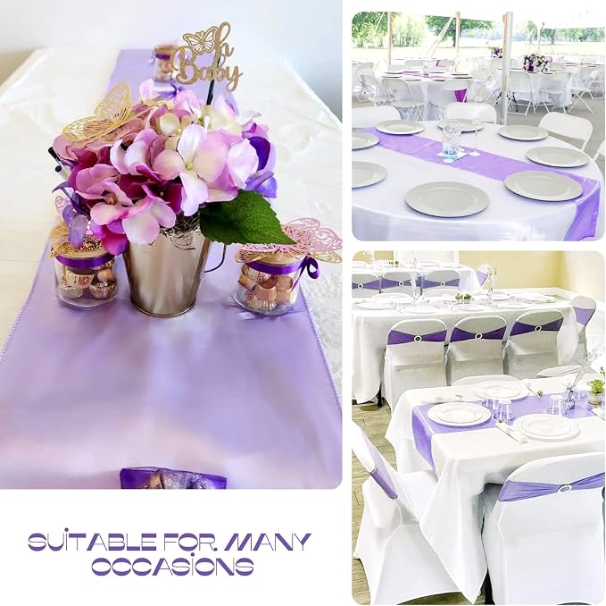 15 Pack Light Purple Satin Table Runners 12 x 108 Inch Long Table Runners for Rectangle Round Tables,Smooth Satin Table Runner for Wedding,Birthday Party Banquets Graduation Engagements Decoration