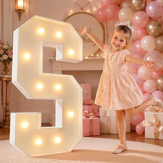 imprsv 4FT Marquee Light Up Letters for Birthday Party Decorations Large Marquee Letters for Wedding Event Bridal Shower Engagement Anniversarty Party Decor,Letter S