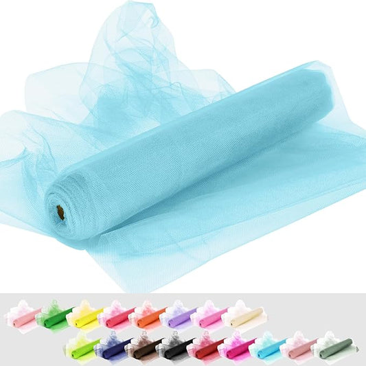Baby Blue Tulle Fabric Roll, 54 Inch by 10 Yards (30 ft) for Wedding Party Decoration Spool Bolt, Ceiling Decor, Tutu Skirt, Gift Wrapping, Soft & Drape (Baby Blue)