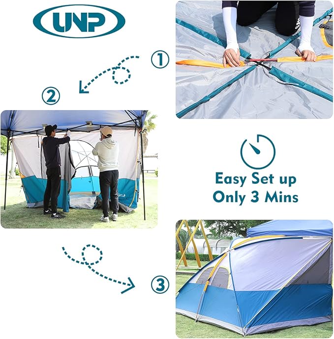 UNP Canopy Side Tent, Camping Cube Tents for Pop Up Canopies,Easy Up Side Tents for 4-Person, Fit for 10'x10' Outdoor Canopy Tent (Ocean Blue)