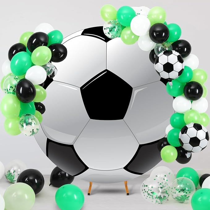 Soccer Round Backdrop Cover 7.2ft,Sports Theme Arch Backdrop for Party&Photography Birthday Decoration,Soccer Field Football Lovers Fans Children Birthday Party Circle Background Event Banner