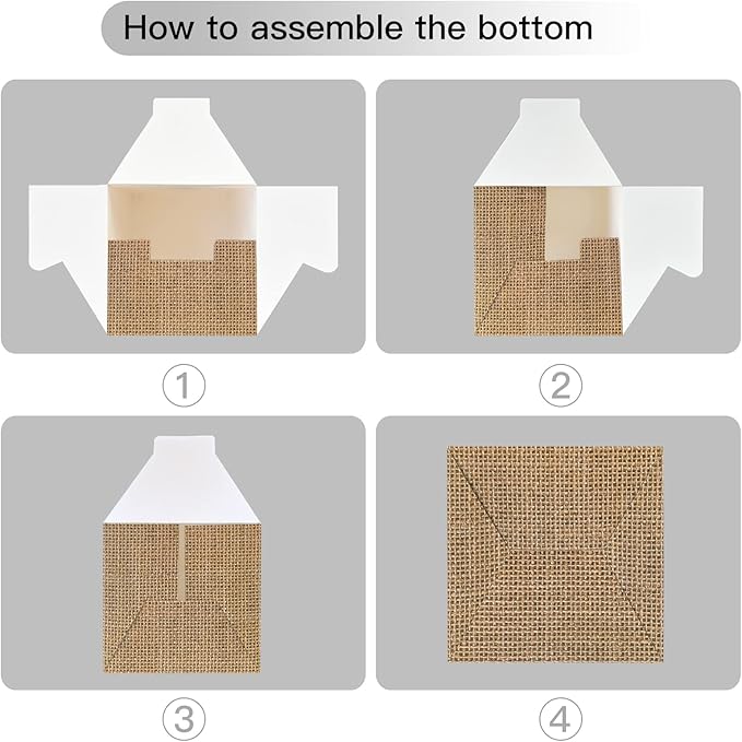 Burlap Print Baby Shower Boxes for Gender Reveal Party Gender Neutral Baby Shower Centerpiece Decor - 4 Pcs Burlap Grain Baby Cubes Baby Blocks with Letters, Rustic Baby Shower Decorations