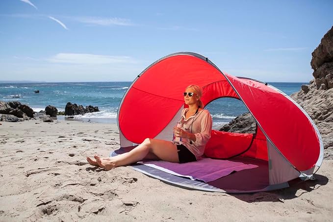 PICNIC TIME NCAA Georgia Tech Yellow Jackets Manta Portable Beach Tent, Pop Up Tent, Beach Sun Shelter Pop Up, (Gray with Black Accents)
