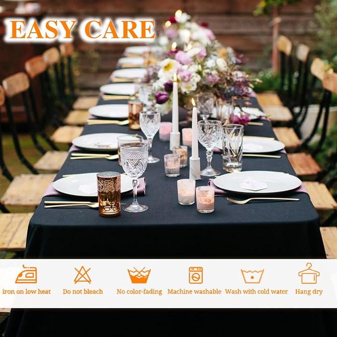 WIGENIUS 6 Pack Black Table Cloth Rectangle Tablecloths 60X102 Inch,Polyester Table Cloth for 6 Foot Rectangle Tables,Wrinkle Resistant Washable Fabric Table Covers for Party,Wedding Banquet
