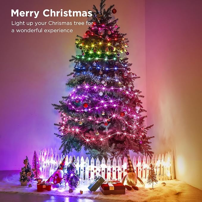 33ft Color Changing Christmas String Lights, 100 LED Twinkle Fairy Lights String Waterproof with 200+ Scene Modes, Smart App & Remote for Indoor Outdoor Christmas Tree Bedroom Patio Decor