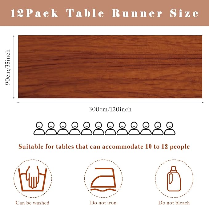 12 Pcs Cheesecloth Table Runner 10FT Terracotta Runner for Tables Gauze Fabric 35 x 120 Inches Long Boho Table Runner Decor Rustic Sheer Runner for Wedding Birthday Bridal Shower Party (Terracotta)