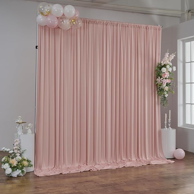 50ft×10ft Wrinkle Free Dusty Pink Backdrop Curtain for Parties, | 10 Panels 5×10ft Soft Silky Polyester Pink Photo Backdrop Drapes for Wedding Party Baby Shower Decor Back Drop Cloth