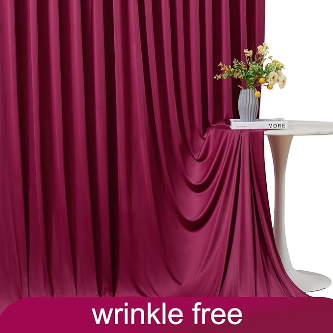 4 Panels Burgundy Backdrop Curtain for Parties Wedding Wrinkle Free Maroon Photo Curtains Backdrop Drapes Fabric Decoration for Birthday Engagement Ceremony 20ft(W) x 10ft(H)