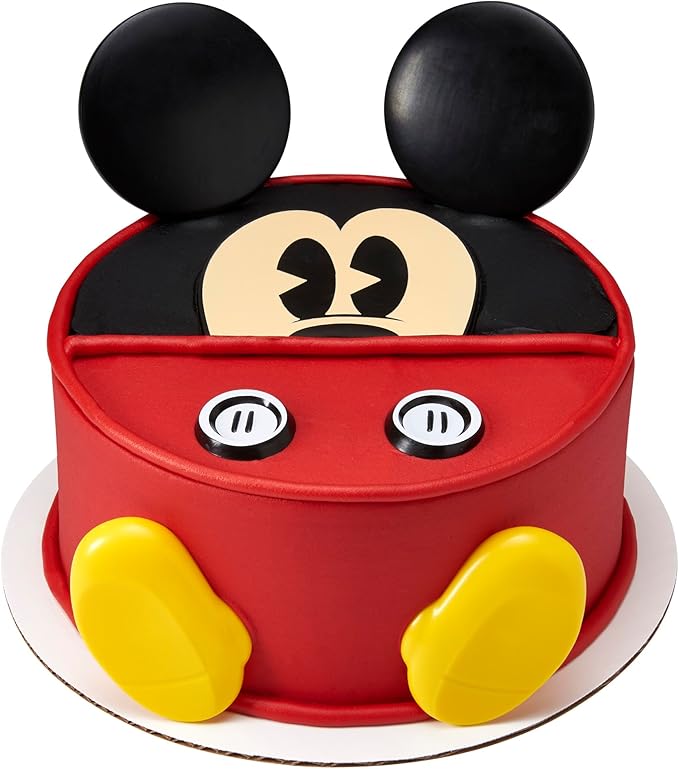 DecoSet® Disney Mickey Mouse Cake Topper, 7-Piece Topper Set with Ears, Eyes, Buttons and Shoes, Made of Food-Safe Plastic