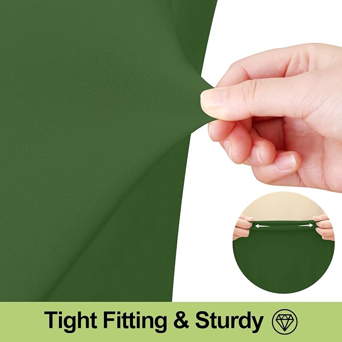 Smiry Spandex Tablecloth, Elastic Fitted Stretch Tablecloth for 4FT Rectangle Tables, Waterproof Washable Table Cover Skirt for Outdoor, Wedding, Banquet & Parties (Olive Green, 48Lx30Wx30H Inch)