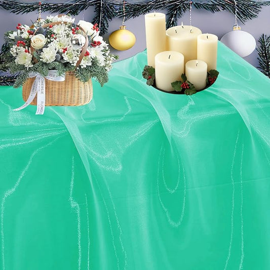 MDS Pack of 80 Yard Sheer Organza Fabric for Wedding Party Home Event Banquet Decorations, Backdrop Curtain Craft Dress Sewing Fashion DIY Crystal Organza Tulle Fabric Bolt 44” Wide - Mint