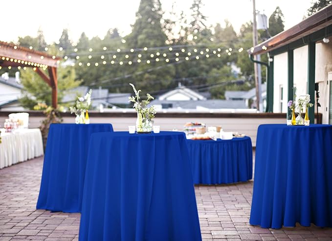 Fani 10 Pack 120 Inch Round Royal Blue Polyester Tablecloths, Wrinkle & Stain Resistant, Perfect for 8ft Round Tables, Wedding, Banquet, Dinner Party