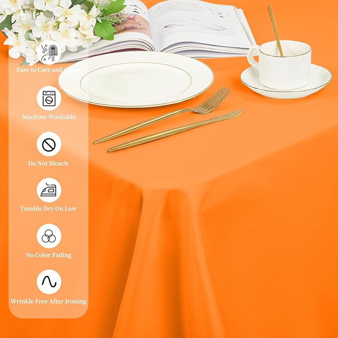 12 Pack Orange Tablecloths for Rectangle Tables Stain and Wrinkle Resistant Washable Polyester Tablecloth 60 x 126 Inch Table Cloth Rectangle Table 8 Foot Rectangle Table Cloth for Wedding Party