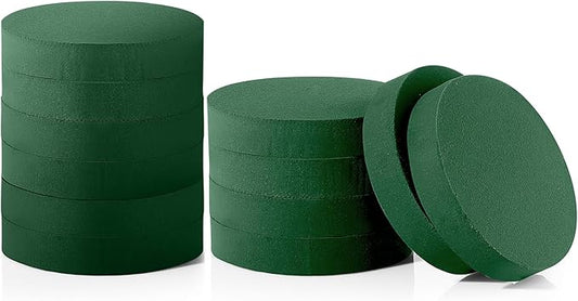 12 Pieces Round Floral Foam Wet Green Flower Foam DIY Flower Arrangement Kit for Aisle Wedding Party Decoration(8 x 8 x 1.57 Inches)