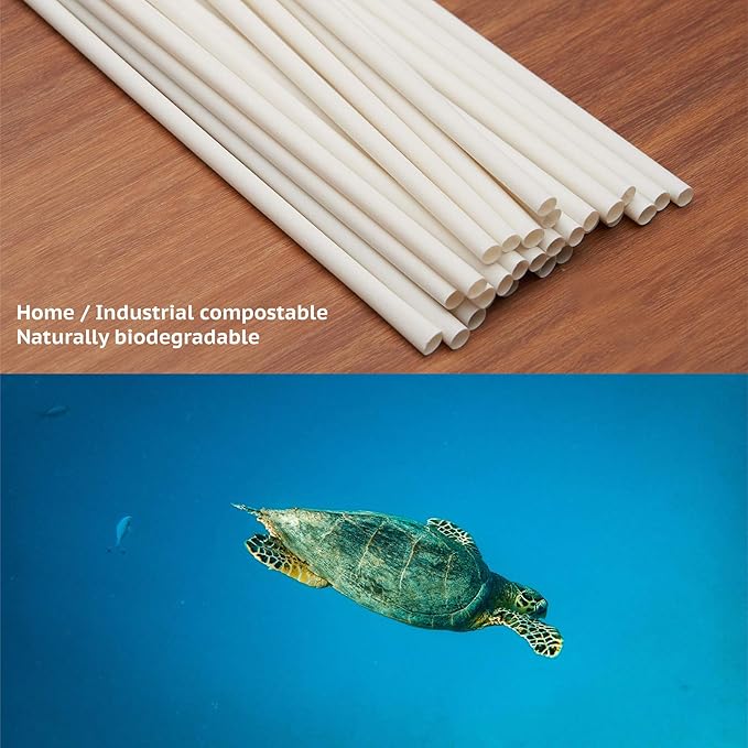 3-Pack Natural Plant Straws | 600 PCS 7.8'' Disposable Drinking Straws | Durable for Hot & Cold Drinks