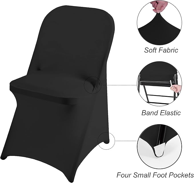 magalo 20 Pack Black Spandex Folding Waterproof Chair Cover, Stretch Chair Cover Protector for Wedding, Party, Dining Banquet and Other Special Events