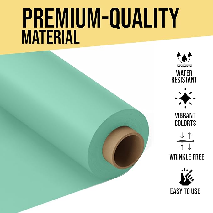 Party Solids 66% Thicker Premium Mint Plastic Table Cover Roll 40" X 300' Table Cloth Plastic Cover Roll Quality Thick Banquet Rolls Disposable Tablecloth Rolls Strong American Based Company