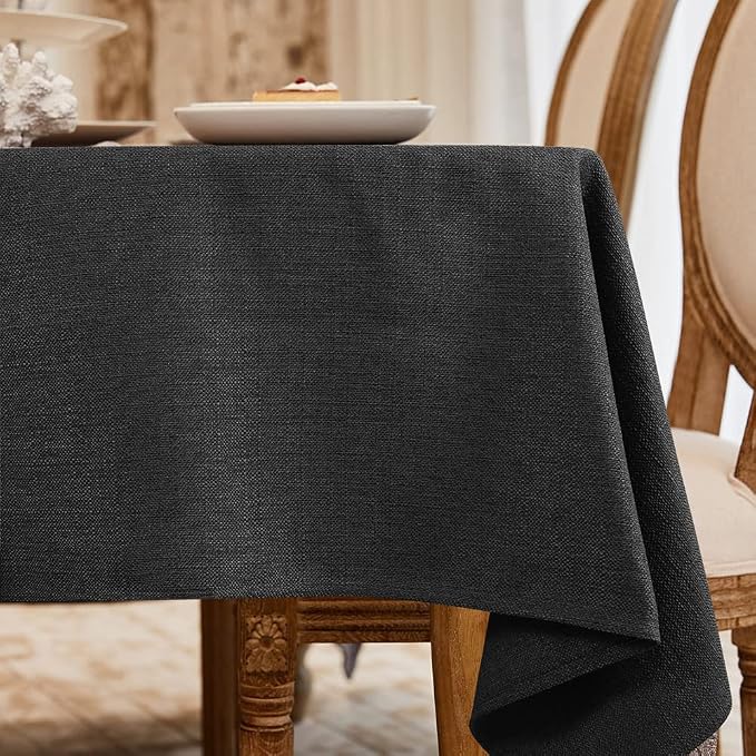 BALCONY & FALCON Square Tablecloth - Small Waterproof Table Cloth, Wrinkle Resistant Table Cover Linen Fabric Tablecloths for Dining Kitchen Wedding and Outdoor Decoration (Black, 55"x55")