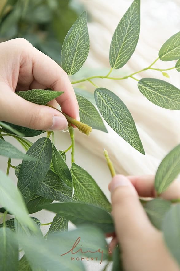Ling's Moment Artificial Cinnamon Leaf Greenery Garland - 6 Pack, Candle Vines, Splicable 2.3ft Stems for Table Centerpieces, Lantern Rings, Backdrop Floral Arrangements & Wedding Arches