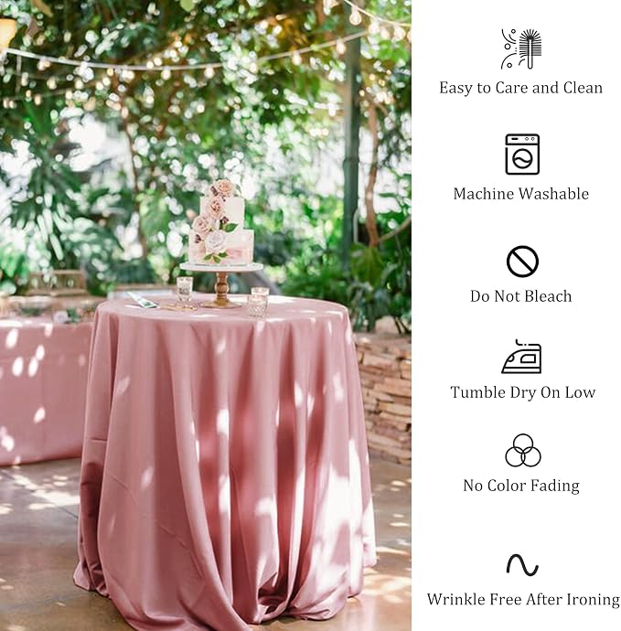Fivenl 8 Pack Premium Round Tablecloth 90 Inch Round Table Covers Bulk Washable Polyester Fabric Round Table Clothes for Wedding Party Reception Banquet Buffet Restaurant (Dusty Rose, 90 Inch)