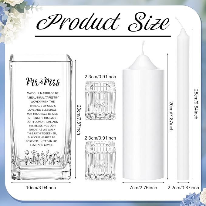 Irenare Unity Candles with Holder for Wedding Ceremony Unity Candle Set Wedding Table Decorations Accessories for Formal Events Church(Glass Dome)